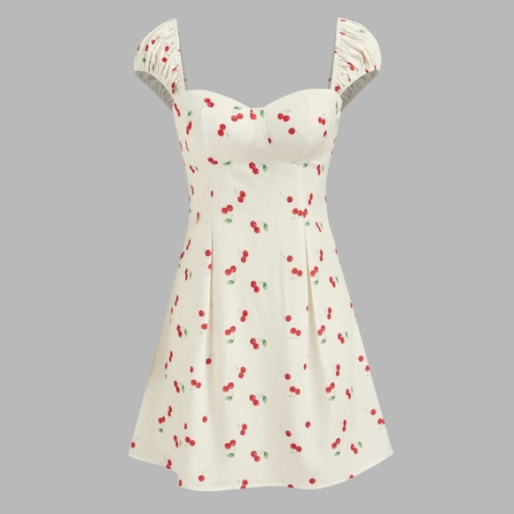 NWT Cider Square Neck Cherry Print Mini Dress XXS - Picture 1 of 4